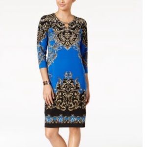 Jm Collection Petite Printed Keyhole Dress P/P